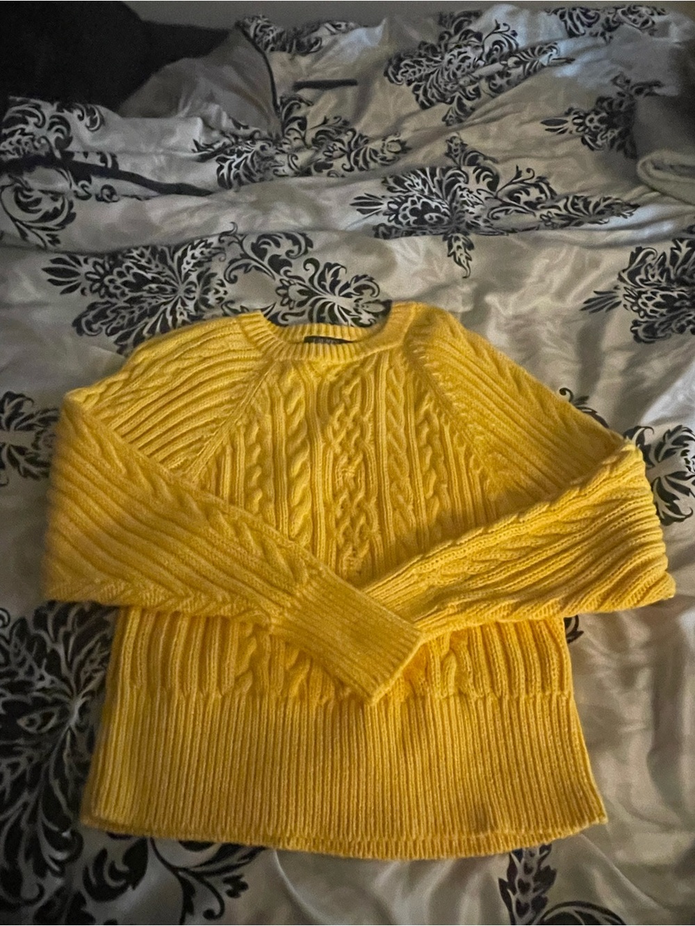 Ralph Lauren Bright Yellow Cable-Knit Crewneck Sweater